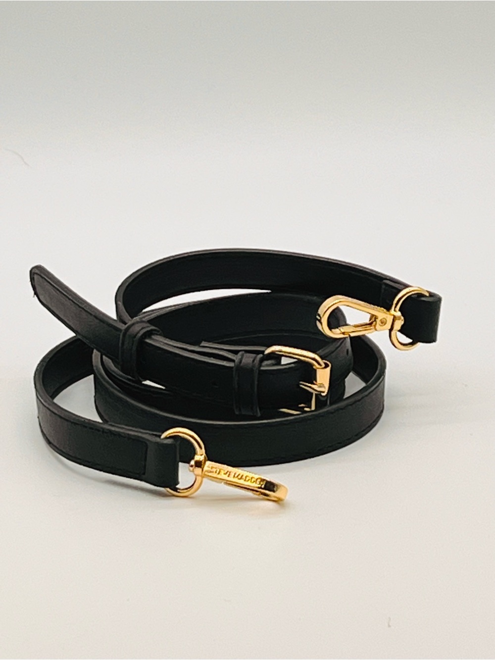 Black Leather Crossbody Strap Gold Hardware Replacement 1/2" Wide Adjustable